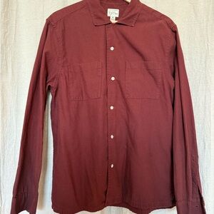 J. Crew Men's Dark Red Casual Button-Down Shirt